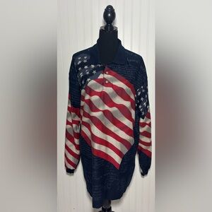 Cotton Trader Sports American Flag Constitution Polo Long Sleeve Mens Size XXL